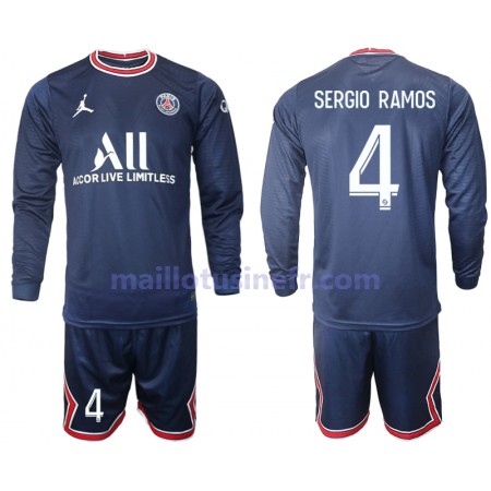 Maillot de Foot Paris Saint-Germain Sergio Ramos 4 Domicile 2021-22 Manches Longues - Enfant